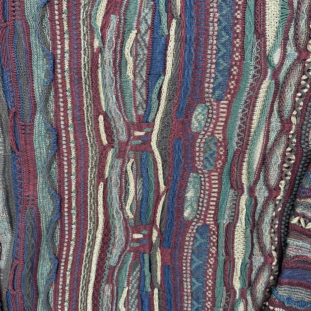 Vintage Roundtree & Yorke Coogi Cosby Style Textured Knit Sweater Mens Large